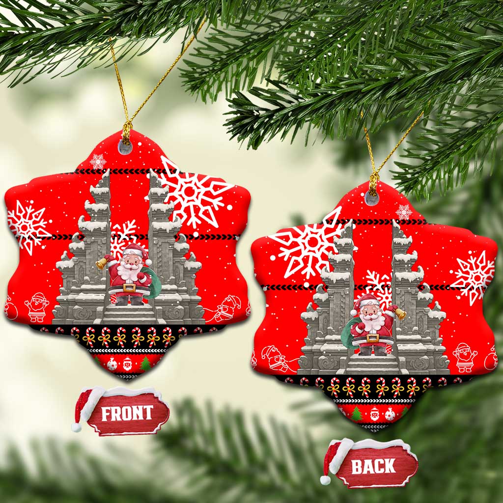Indonesia Christmas Ceramic Ornament with Santa Temple Snowflakes and Red Candy Cane Pattern - Wonder Print Shop