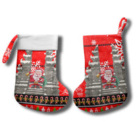 Indonesia Christmas Stocking with Santa Temple Snowflakes and Red Candy Cane Pattern - Wonder Print Shop