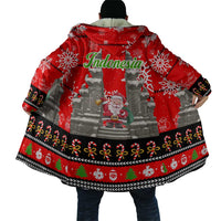 Indonesia Christmas Cloak with Santa Temple Snowflakes and Red Candy Cane Pattern - Wonder Print Shop