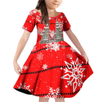 Indonesia Christmas Family Matching Off Shoulder Short Dress and Hawaiian Shirt with Santa Temple Snowflakes and Red Candy Cane Pattern - Wonder Print Shop