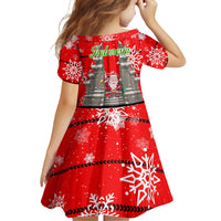 Indonesia Christmas Family Matching Off Shoulder Short Dress and Hawaiian Shirt with Santa Temple Snowflakes and Red Candy Cane Pattern - Wonder Print Shop