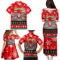 Indonesia Christmas Family Matching Puletasi and Hawaiian Shirt with Santa Temple Snowflakes and Red Candy Cane Pattern - Wonder Print Shop