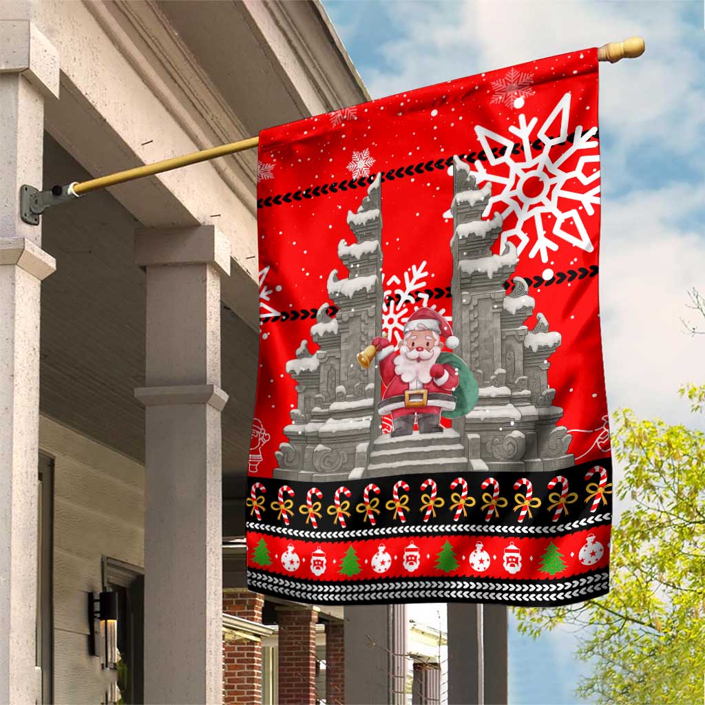 Indonesia Christmas Garden Flag with Santa Temple Snowflakes and Red Candy Cane Pattern - Wonder Print Shop