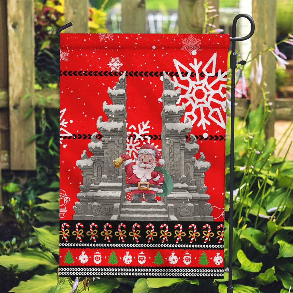 Indonesia Christmas Garden Flag with Santa Temple Snowflakes and Red Candy Cane Pattern - Wonder Print Shop