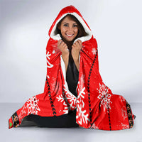 Indonesia Christmas Hooded Blanket with Santa Temple Snowflakes and Red Candy Cane Pattern - Wonder Print Shop