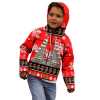 Indonesia Christmas Kid Hoodie with Santa Temple Snowflakes and Red Candy Cane Pattern - Wonder Print Shop