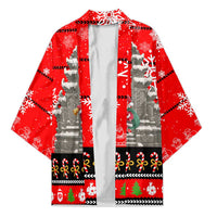 Indonesia Christmas Kimono with Santa Temple Snowflakes and Red Candy Cane Pattern - Wonder Print Shop