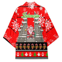Indonesia Christmas Kimono with Santa Temple Snowflakes and Red Candy Cane Pattern - Wonder Print Shop