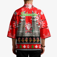 Indonesia Christmas Kimono with Santa Temple Snowflakes and Red Candy Cane Pattern - Wonder Print Shop