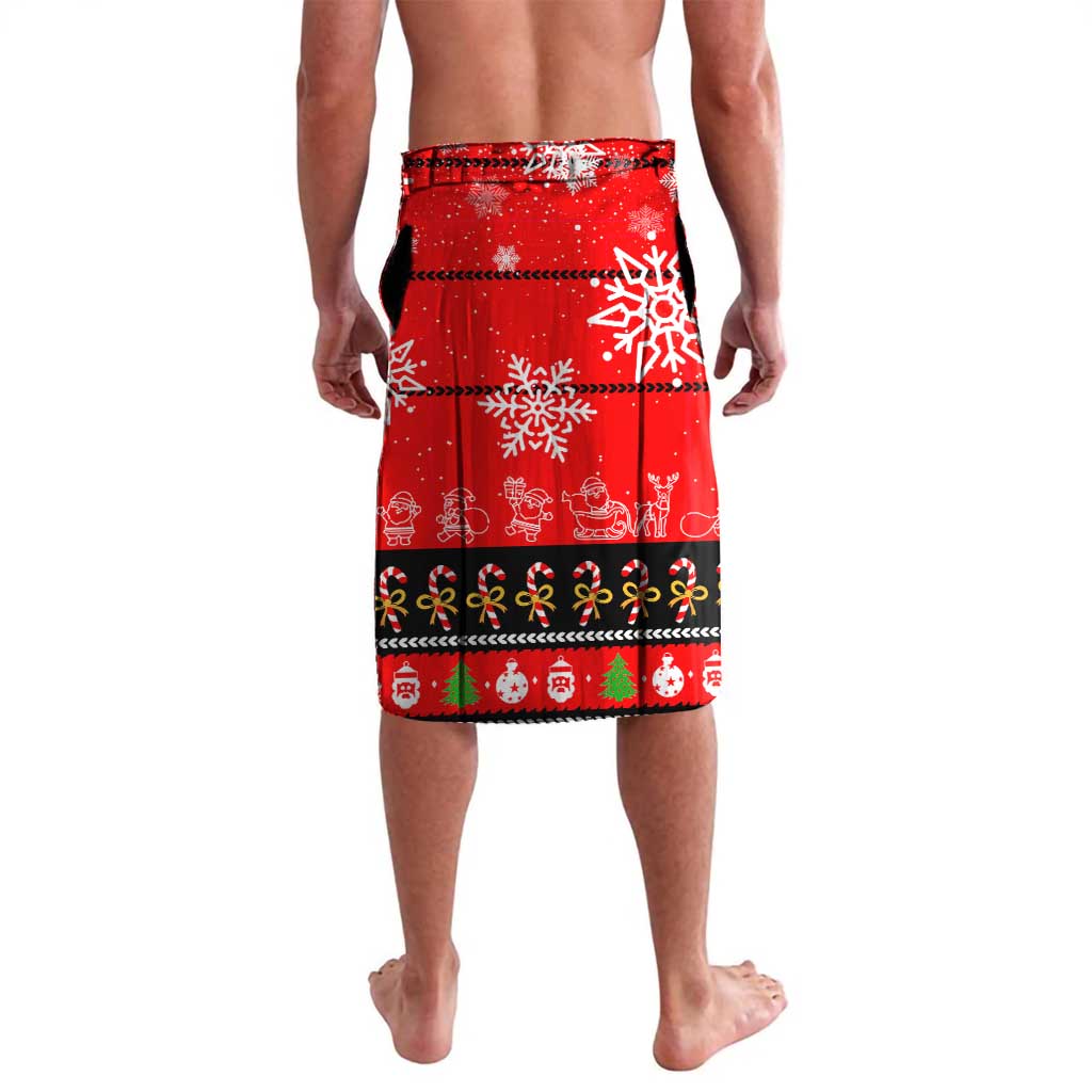 Indonesia Christmas Lavalava with Santa Temple Snowflakes and Red Candy Cane Pattern - Wonder Print Shop
