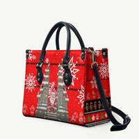 Indonesia Christmas Leather Bag with Santa Temple Snowflakes and Red Candy Cane Pattern - Wonder Print Shop