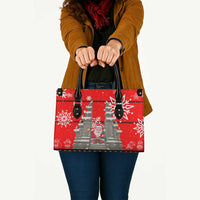 Indonesia Christmas Leather Bag with Santa Temple Snowflakes and Red Candy Cane Pattern - Wonder Print Shop