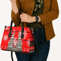 Indonesia Christmas Leather Bag with Santa Temple Snowflakes and Red Candy Cane Pattern - Wonder Print Shop