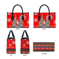 Indonesia Christmas Leather Bag with Santa Temple Snowflakes and Red Candy Cane Pattern - Wonder Print Shop