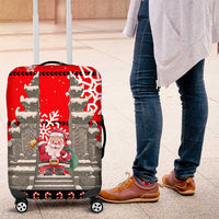Indonesia Christmas Luggage Cover with Santa Temple Snowflakes and Red Candy Cane Pattern - Wonder Print Shop