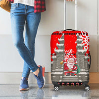 Indonesia Christmas Luggage Cover with Santa Temple Snowflakes and Red Candy Cane Pattern - Wonder Print Shop