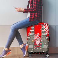 Indonesia Christmas Luggage Cover with Santa Temple Snowflakes and Red Candy Cane Pattern - Wonder Print Shop