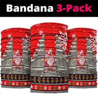 Indonesia Christmas Neck Gaiter with Santa Temple Snowflakes and Red Candy Cane Pattern - Wonder Print Shop