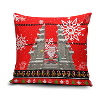 Indonesia Christmas Pillow Cover with Santa Temple Snowflakes and Red Candy Cane Pattern - Wonder Print Shop