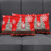 Indonesia Christmas Pillow Cover with Santa Temple Snowflakes and Red Candy Cane Pattern - Wonder Print Shop