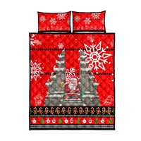 Indonesia Christmas Quilt Bed Set with Santa Temple Snowflakes and Red Candy Cane Pattern - Wonder Print Shop