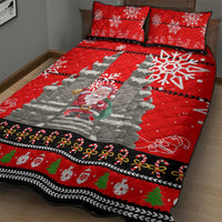Indonesia Christmas Quilt Bed Set with Santa Temple Snowflakes and Red Candy Cane Pattern - Wonder Print Shop