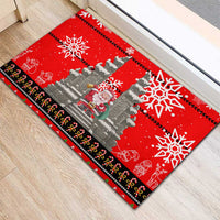 Indonesia Christmas Rubber Doormat with Santa Temple Snowflakes and Red Candy Cane Pattern - Wonder Print Shop