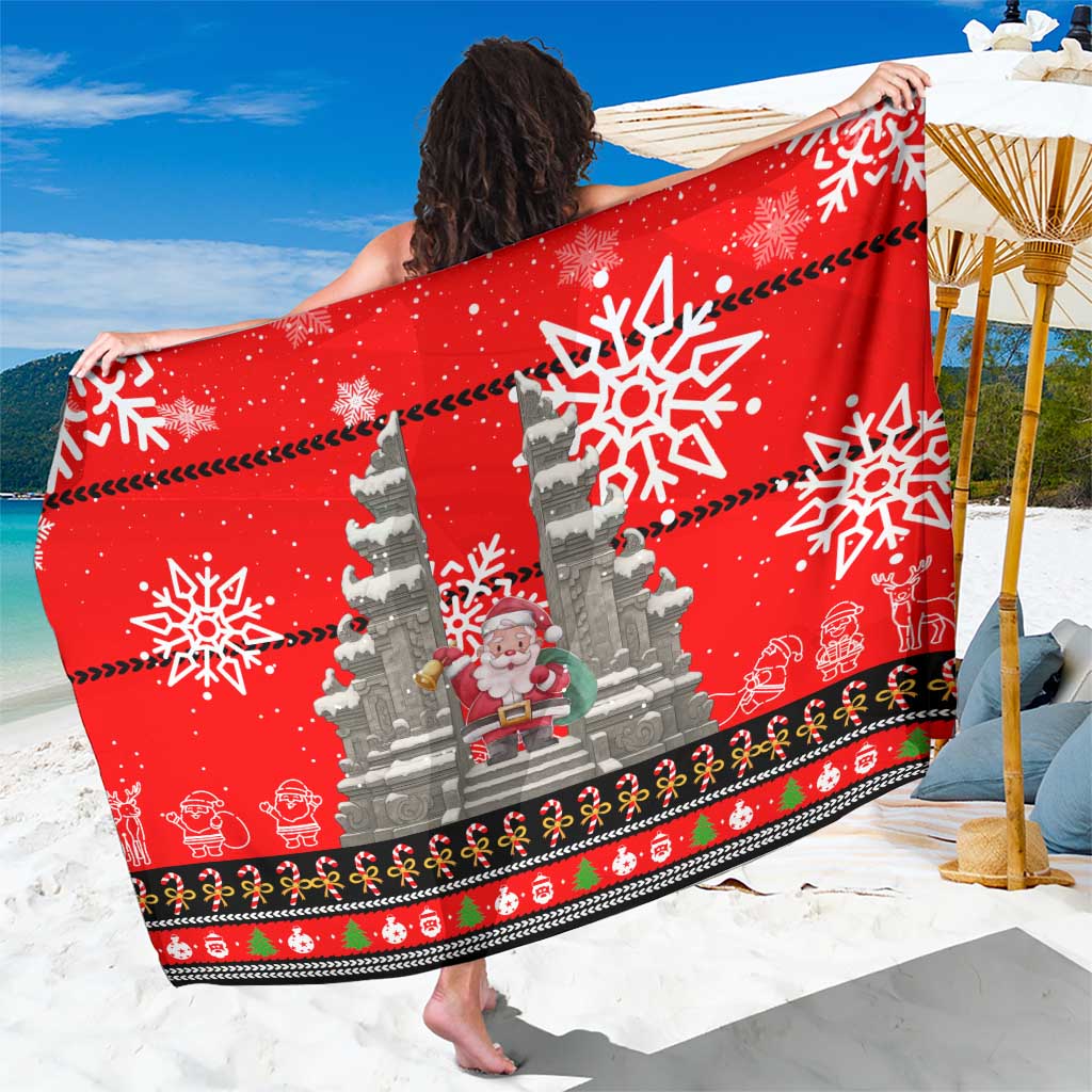 Indonesia Christmas Sarong with Santa Temple Snowflakes and Red Candy Cane Pattern - Wonder Print Shop