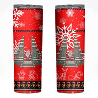 Indonesia Christmas Skinny Tumbler with Santa Temple Snowflakes and Red Candy Cane Pattern - Wonder Print Shop