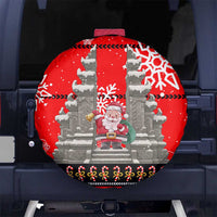 Indonesia Christmas Spare Tire Cover with Santa Temple Snowflakes and Red Candy Cane Pattern - Wonder Print Shop
