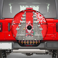 Indonesia Christmas Spare Tire Cover with Santa Temple Snowflakes and Red Candy Cane Pattern - Wonder Print Shop