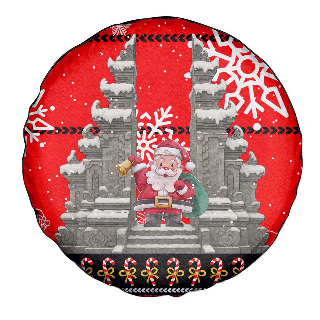 Indonesia Christmas Spare Tire Cover with Santa Temple Snowflakes and Red Candy Cane Pattern - Wonder Print Shop