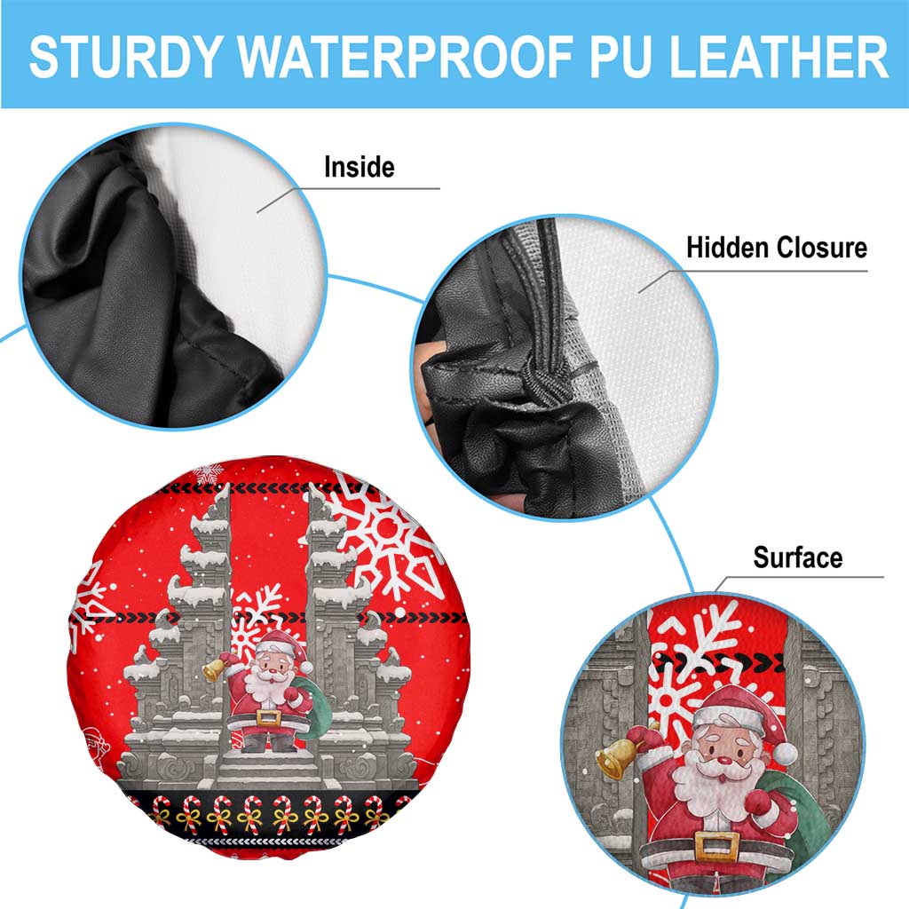 Indonesia Christmas Spare Tire Cover with Santa Temple Snowflakes and Red Candy Cane Pattern - Wonder Print Shop