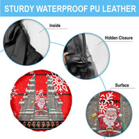 Indonesia Christmas Spare Tire Cover with Santa Temple Snowflakes and Red Candy Cane Pattern - Wonder Print Shop