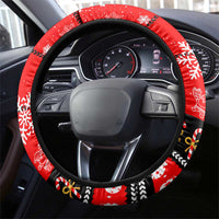 Indonesia Christmas Steering Wheel Cover with Santa Temple Snowflakes and Red Candy Cane Pattern - Wonder Print Shop