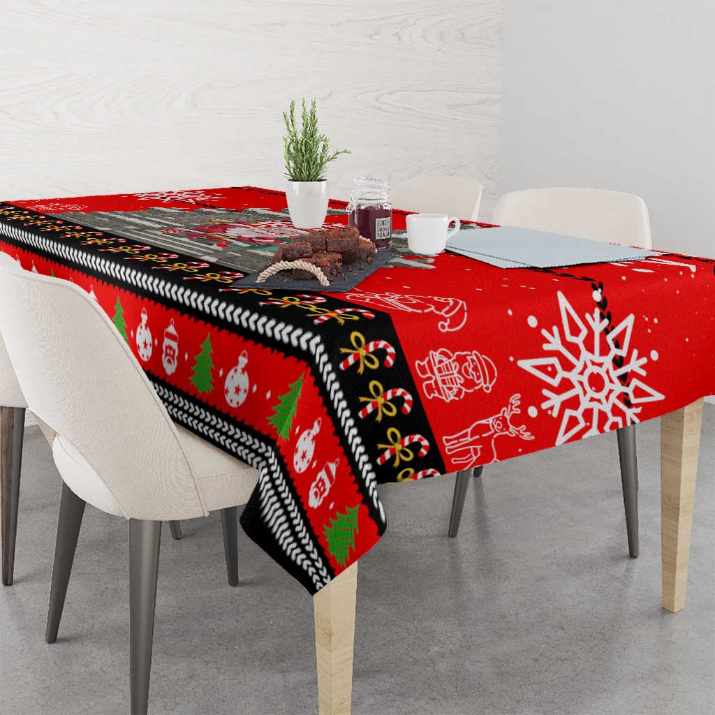 Indonesia Christmas Tablecloth with Santa Temple Snowflakes and Red Candy Cane Pattern - Wonder Print Shop