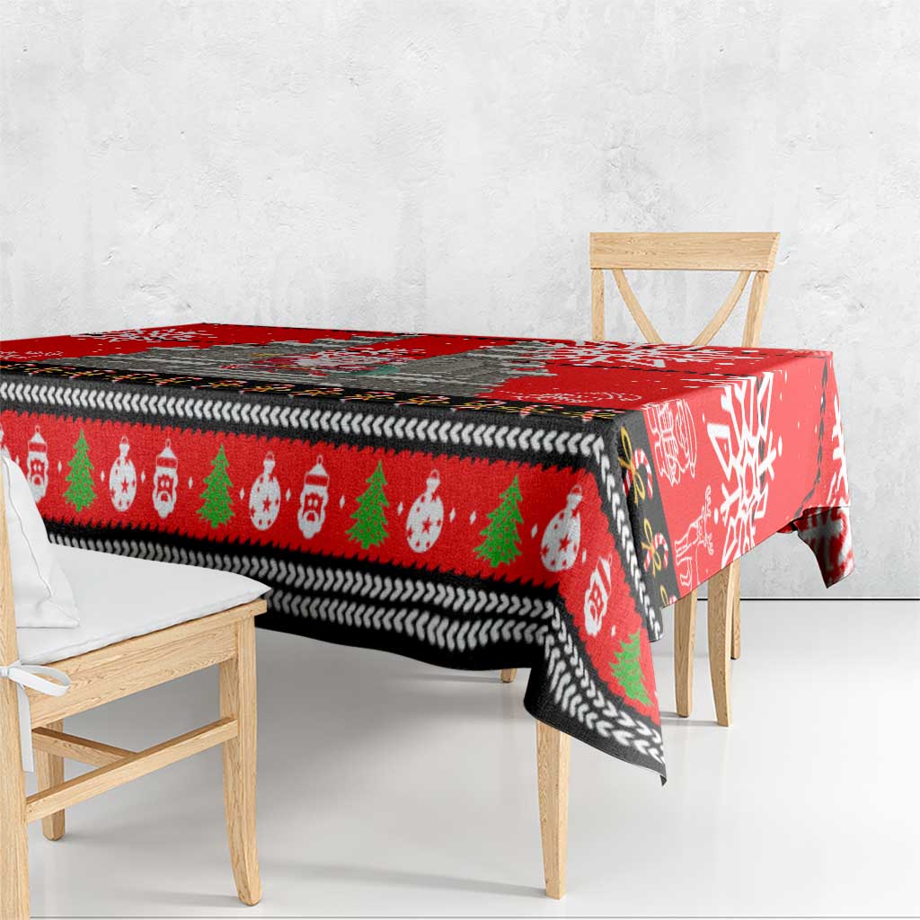 Indonesia Christmas Tablecloth with Santa Temple Snowflakes and Red Candy Cane Pattern - Wonder Print Shop