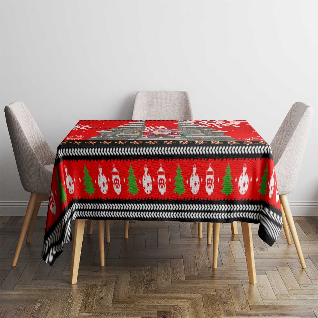 Indonesia Christmas Tablecloth with Santa Temple Snowflakes and Red Candy Cane Pattern - Wonder Print Shop