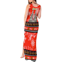 Indonesia Christmas Tank Maxi Dress with Santa Temple Snowflakes and Red Candy Cane Pattern - Wonder Print Shop