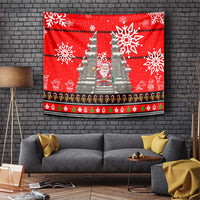 Indonesia Christmas Tapestry with Santa Temple Snowflakes and Red Candy Cane Pattern - Wonder Print Shop