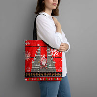 Indonesia Christmas Tote Bag with Santa Temple Snowflakes and Red Candy Cane Pattern - Wonder Print Shop
