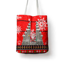 Indonesia Christmas Tote Bag with Santa Temple Snowflakes and Red Candy Cane Pattern - Wonder Print Shop