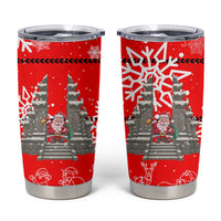 Indonesia Christmas Tumbler Cup with Santa Temple Snowflakes and Red Candy Cane Pattern - Wonder Print Shop