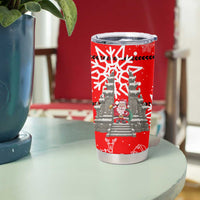 Indonesia Christmas Tumbler Cup with Santa Temple Snowflakes and Red Candy Cane Pattern - Wonder Print Shop