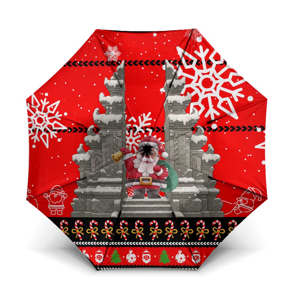 Indonesia Christmas Umbrella with Santa Temple Snowflakes and Red Candy Cane Pattern - Wonder Print Shop