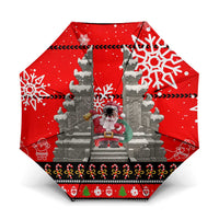 Indonesia Christmas Umbrella with Santa Temple Snowflakes and Red Candy Cane Pattern - Wonder Print Shop