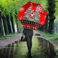 Indonesia Christmas Umbrella with Santa Temple Snowflakes and Red Candy Cane Pattern - Wonder Print Shop