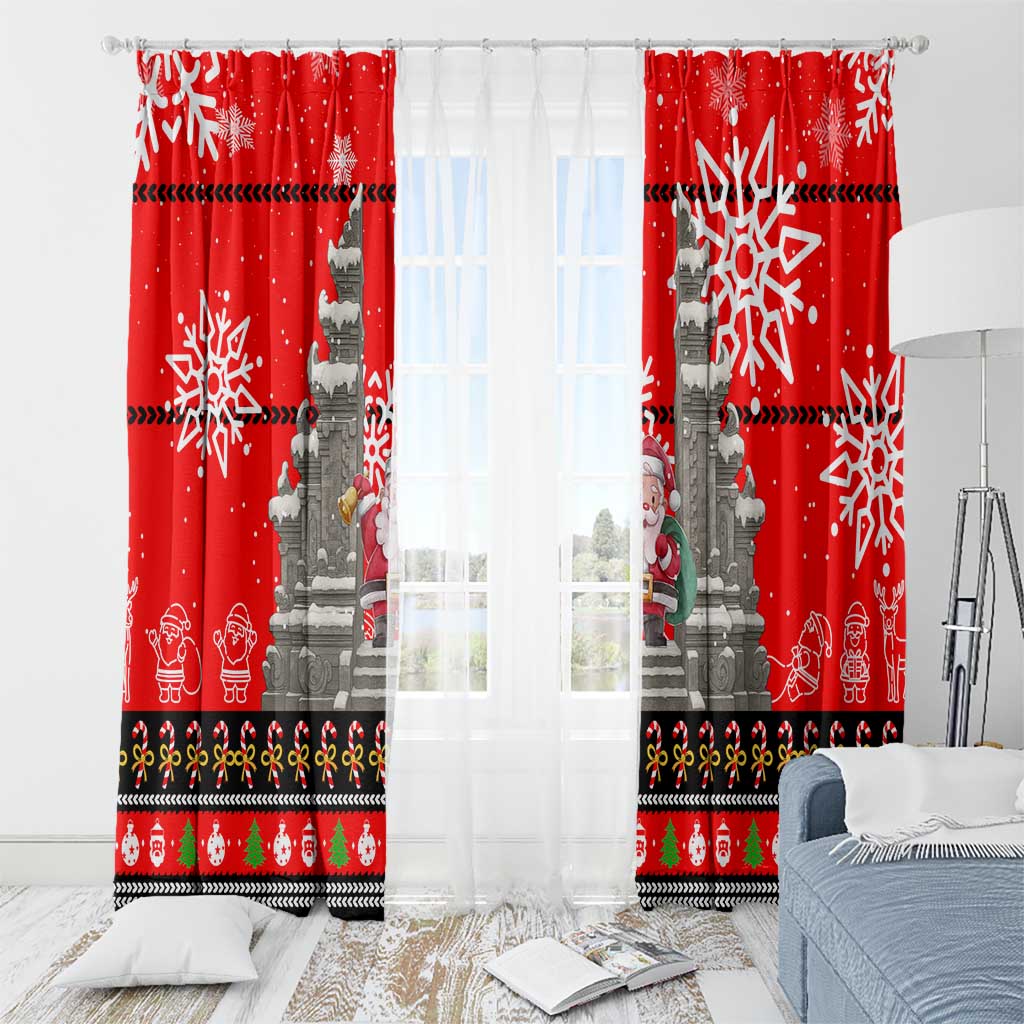 Indonesia Christmas Window Curtain with Santa Temple Snowflakes and Red Candy Cane Pattern - Wonder Print Shop