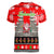 Indonesia Christmas Women V-Neck T-Shirt with Santa Temple Snowflakes and Red Candy Cane Pattern - Wonder Print Shop