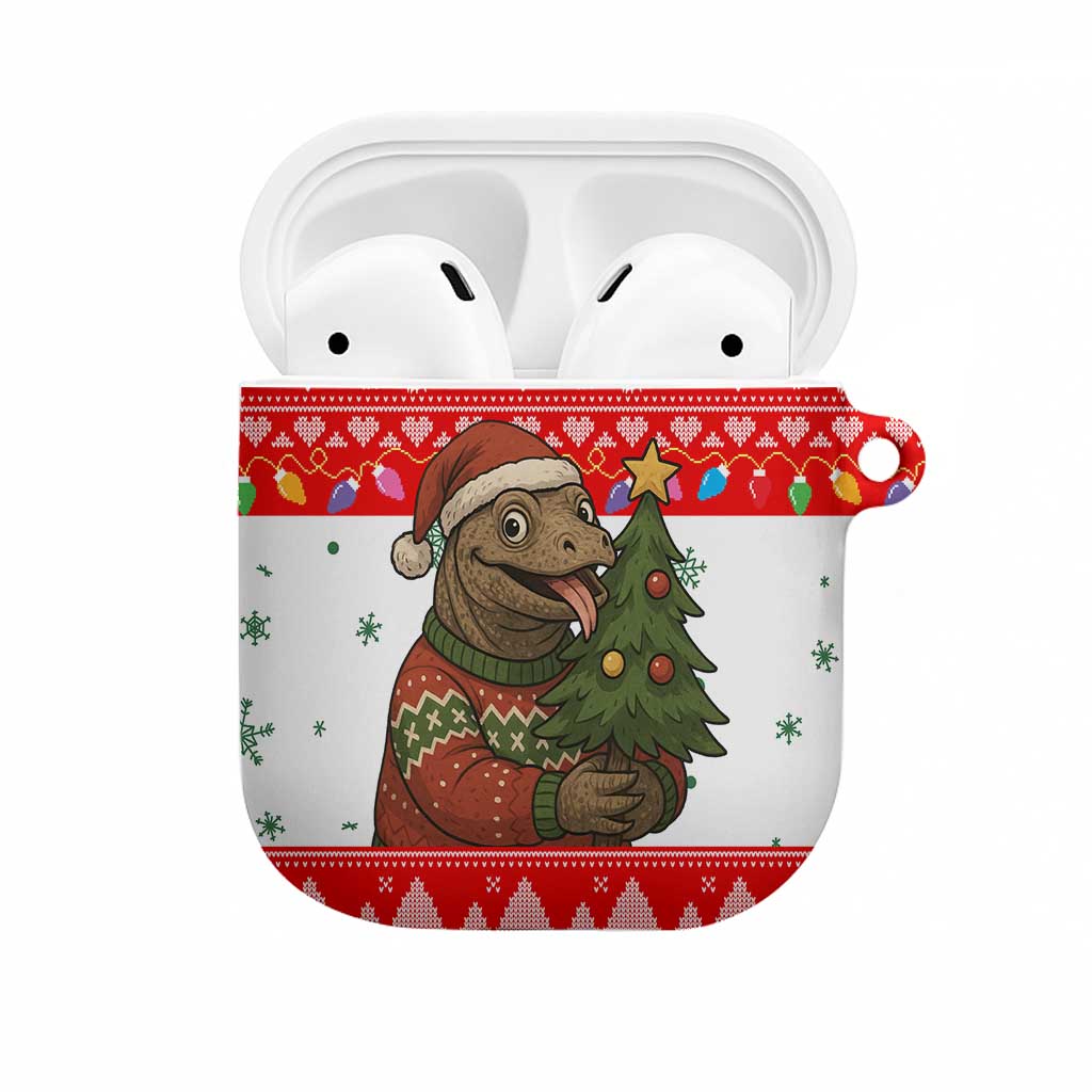 Indonesia Christmas AirPods Case with Komodo Dragon Santa Hat Christmas Tree and Red White Holiday - Wonder Print Shop